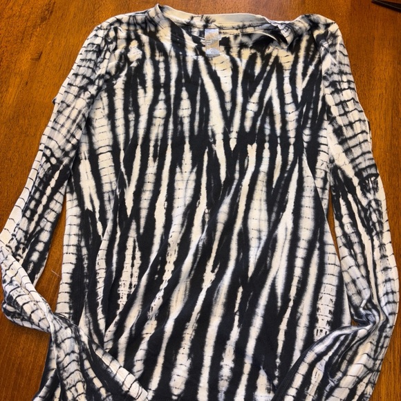 Annie Turbon Black and White Tie-Dye Top high end designer size large - Picture 7 of 7